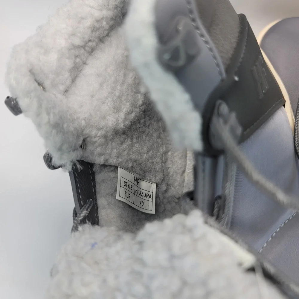 HF Azura Gray Waterproof Fur Lined Winter‎ Boots Women EUR 40 US 9